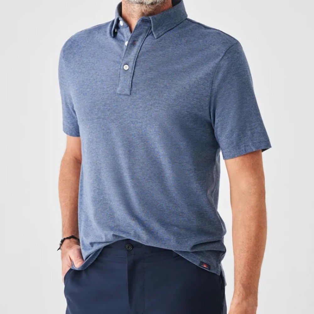 Faherty Movement Polo Mens XXL Blue Stretch Performance Pima Cotton Short Sleeve